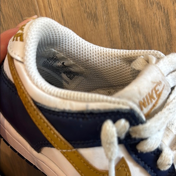 Nike Kids Blue White Gold Dunk Low Sneakers 11c - Picture 2 of 9